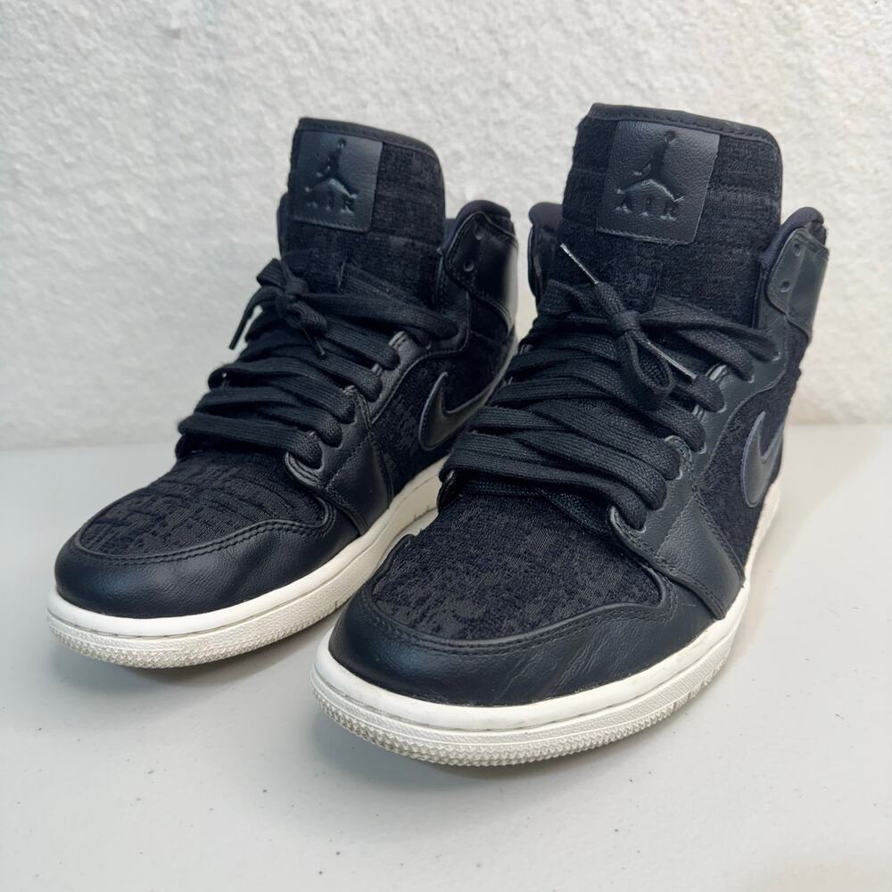 2018 Women Nike Air Jordan 1 Retro High Premium Black-On-Black Sneakers Size 9.5